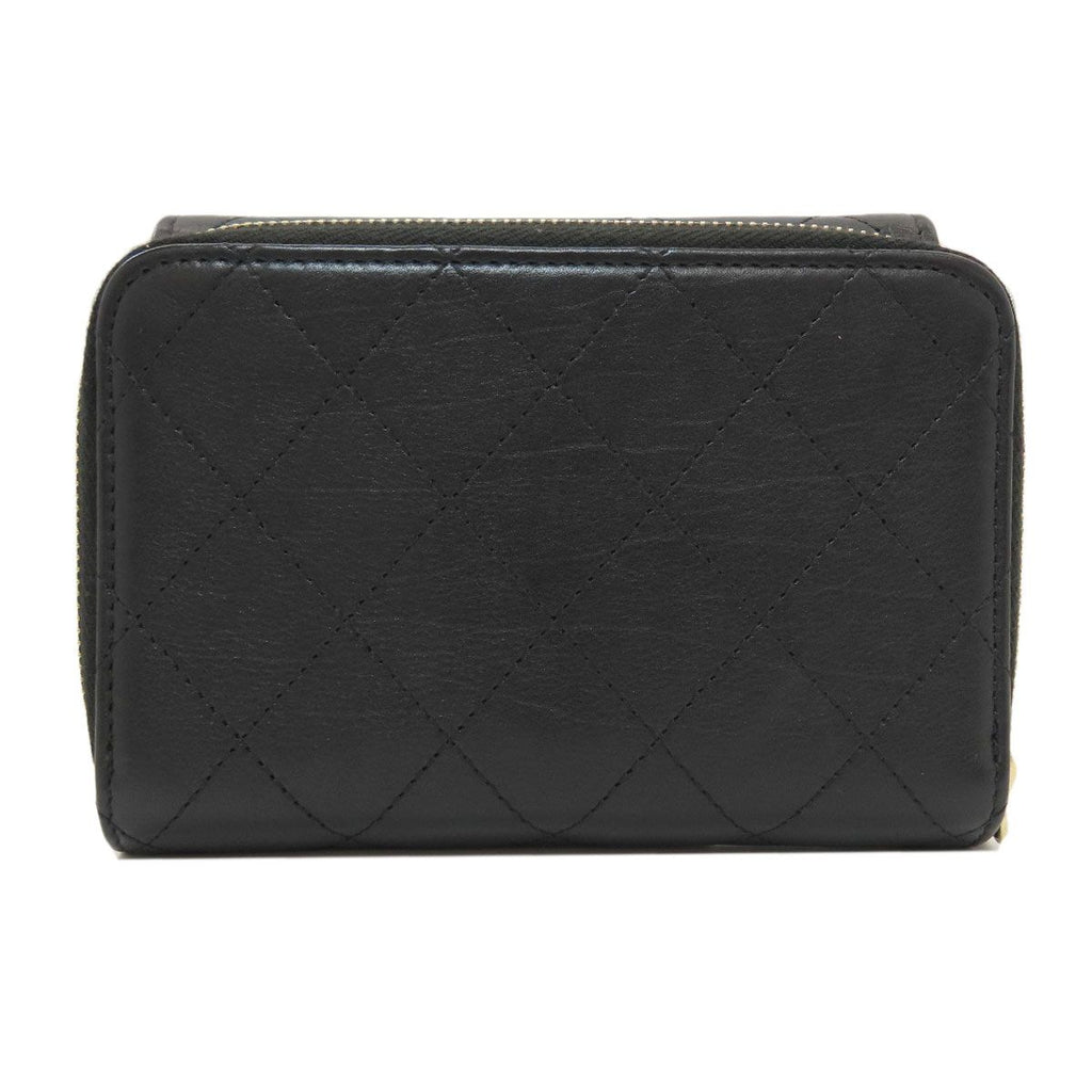 Chanel CC Logo Quilted Gold Bifold Wallet Calfskin — view 2
