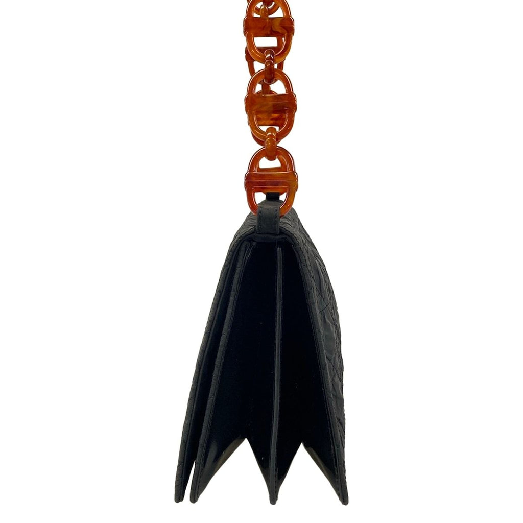 Dior Shoulder Bag Cannage Stitch Black Brown Plastic Chain — view 2