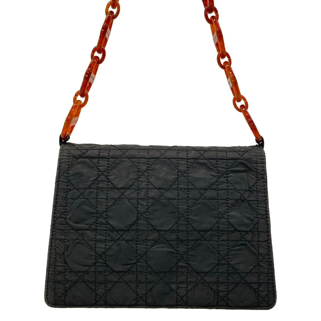 Dior Shoulder Bag Cannage Stitch Black Brown Plastic Chain — view 3