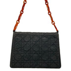 Dior Shoulder Bag Cannage Stitch Black Brown Plastic Chain — view 3