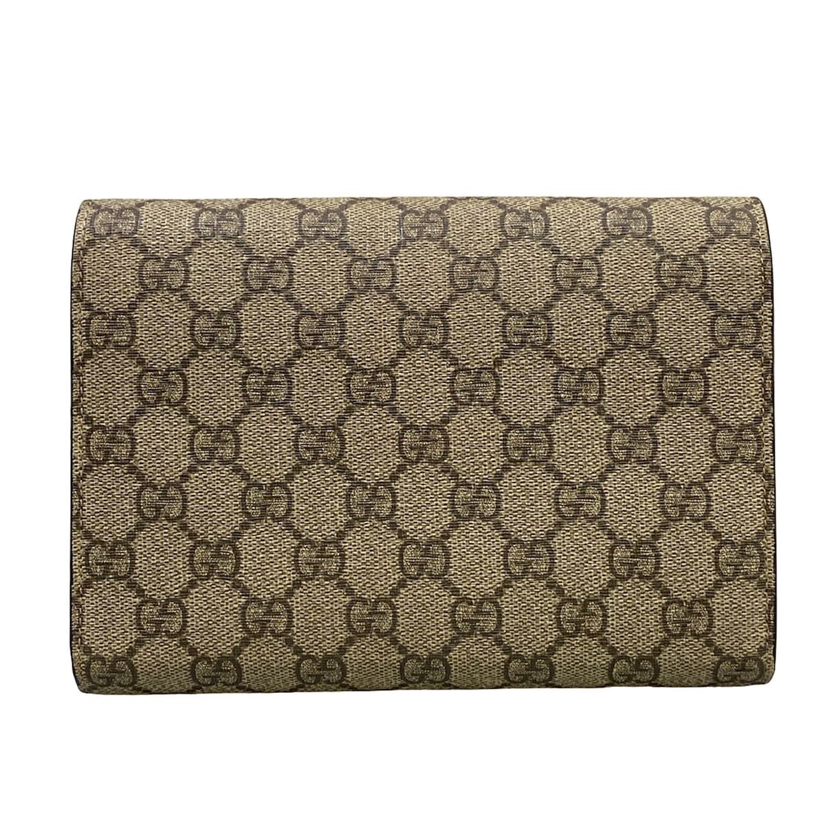 Gucci Wallet Dionysus GG Supreme Dark Brown Beige Chain Leather Shoulder Bag — view 2