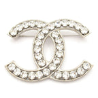 Chanel Brooch CC Logo Silver Clear