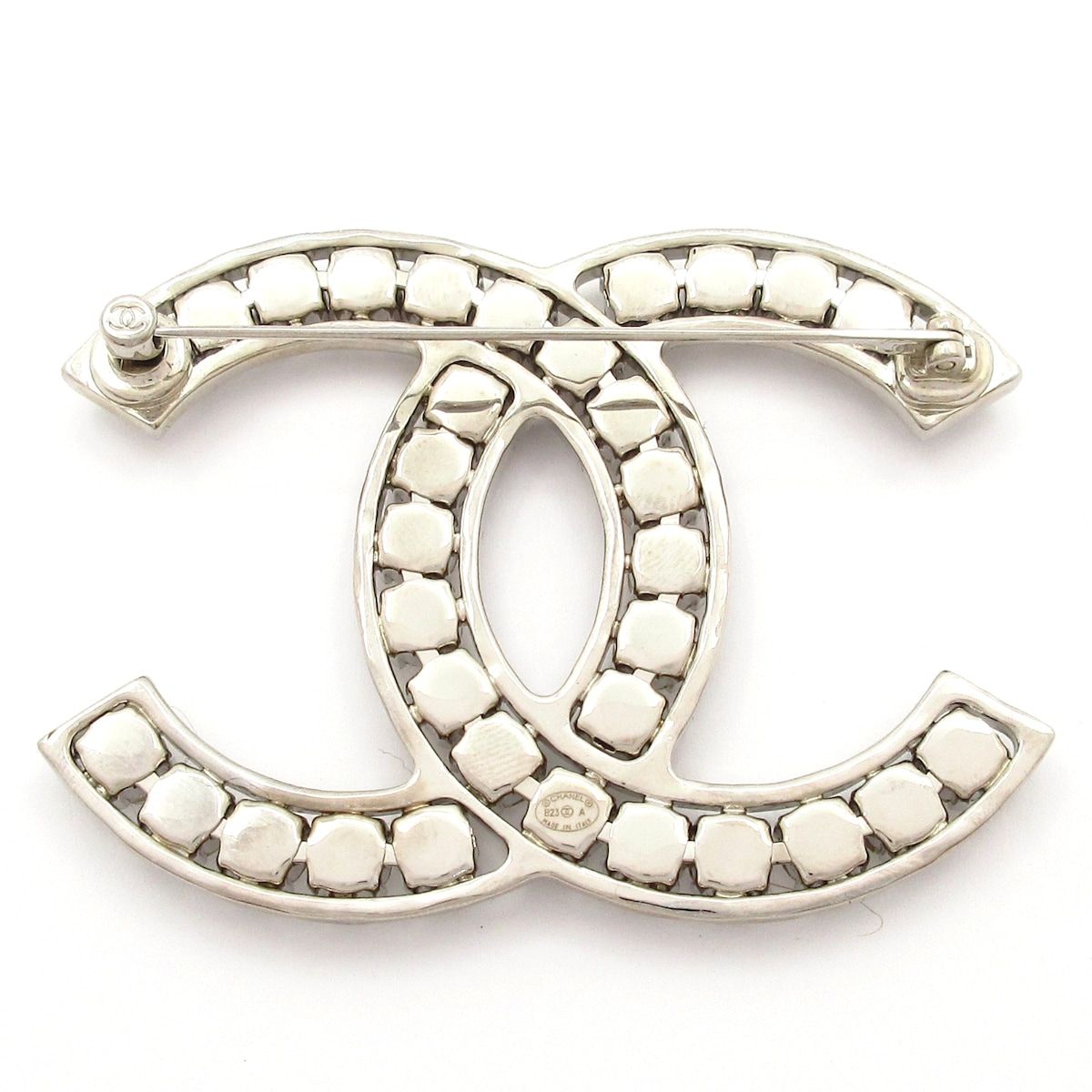Chanel Brooch CC Logo Silver Clear — view 2