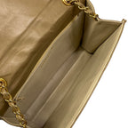 Chanel Shoulder Bag Quilted Beige Chain Gold CC Logo Lambskin — view 7