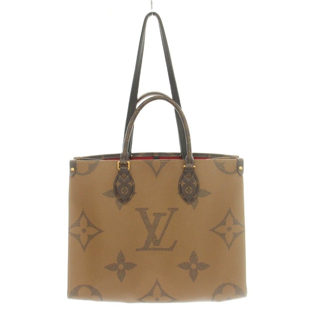 Louis Vuitton On The Go MM Monogram Giant Reverse Canvas Tote Bag Hand Double — view 3