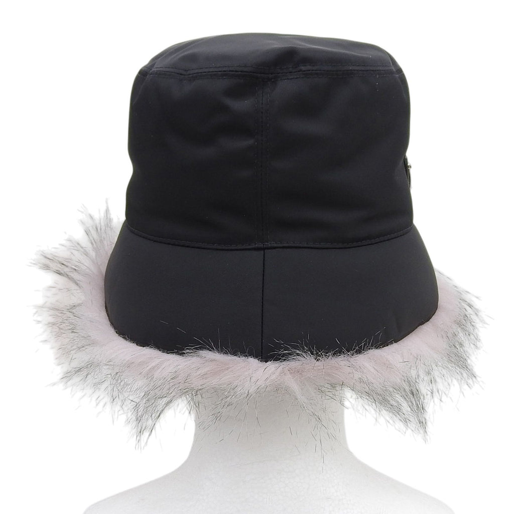 Prada Fur Re-Nylon Bucket Hat Black — view 4