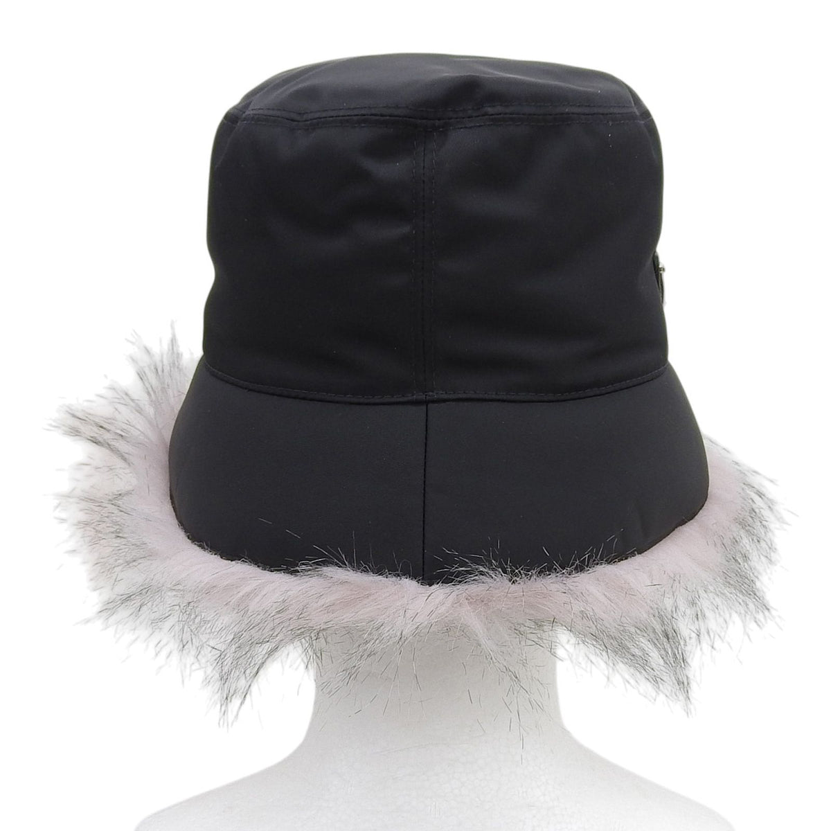 Prada Fur Re-Nylon Bucket Hat Black — view 4