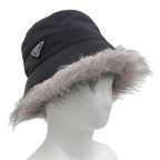 Prada Fur Re-Nylon Bucket Hat Black