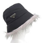 Prada Fur Re-Nylon Bucket Hat Black — view 3