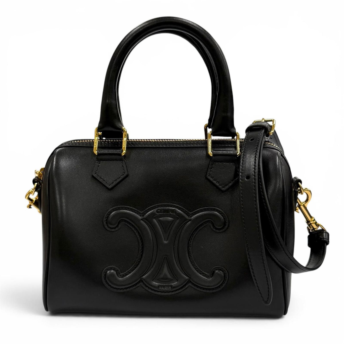 Celine Smooth Calfskin Cuir Triomphe Small Boston 2-Way Shoulder Bag