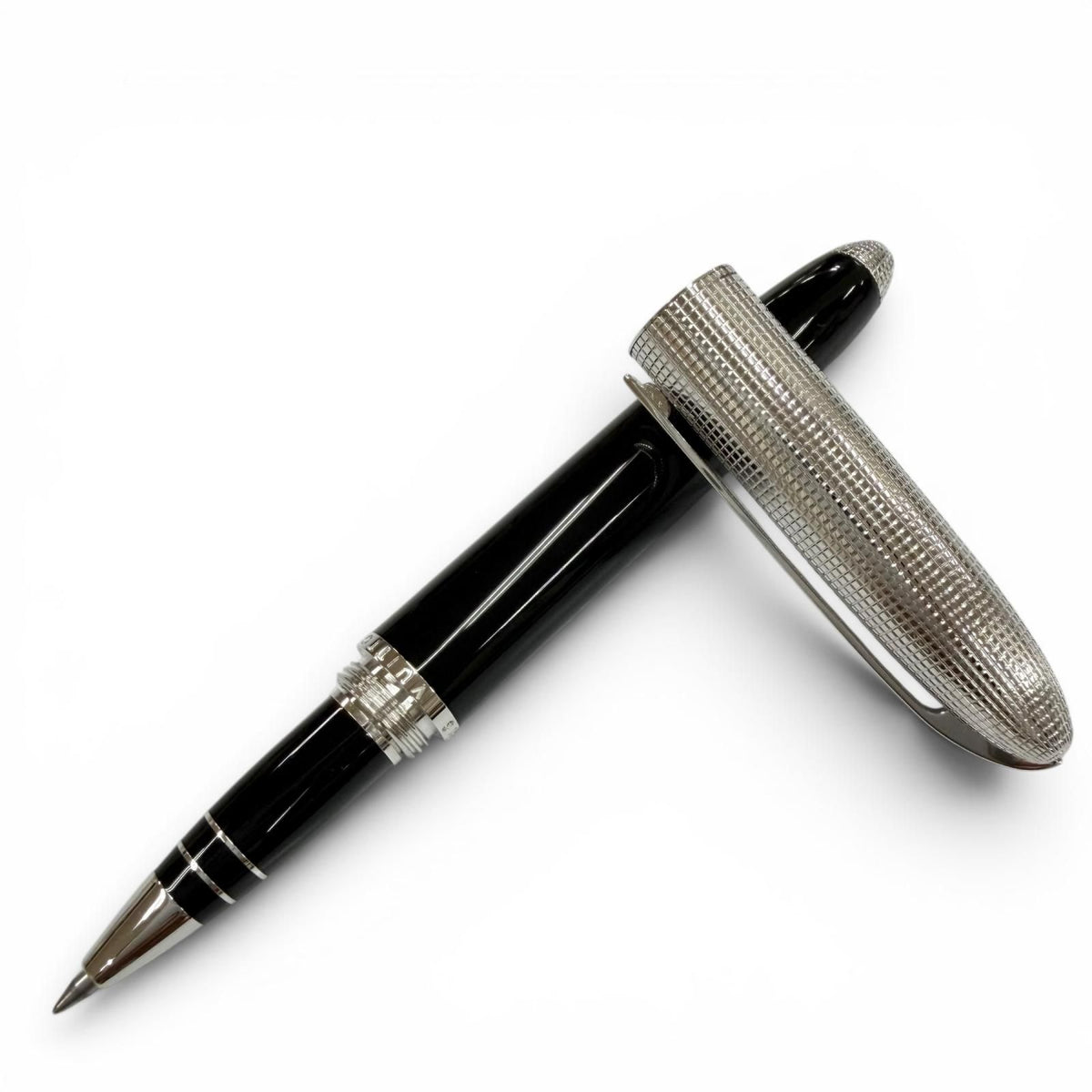 Louis Vuitton Doc Lacquer Plaid Cap Type Ballpoint Pen Silver Black Handwriting
