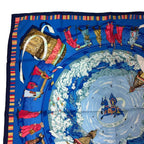 Hermes Carre 90 Scarf Silk Prieres AU Vent Prayer in the Wind Blue — view 2