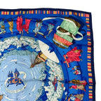Hermes Carre 90 Scarf Silk Prieres AU Vent Prayer in the Wind Blue — view 3