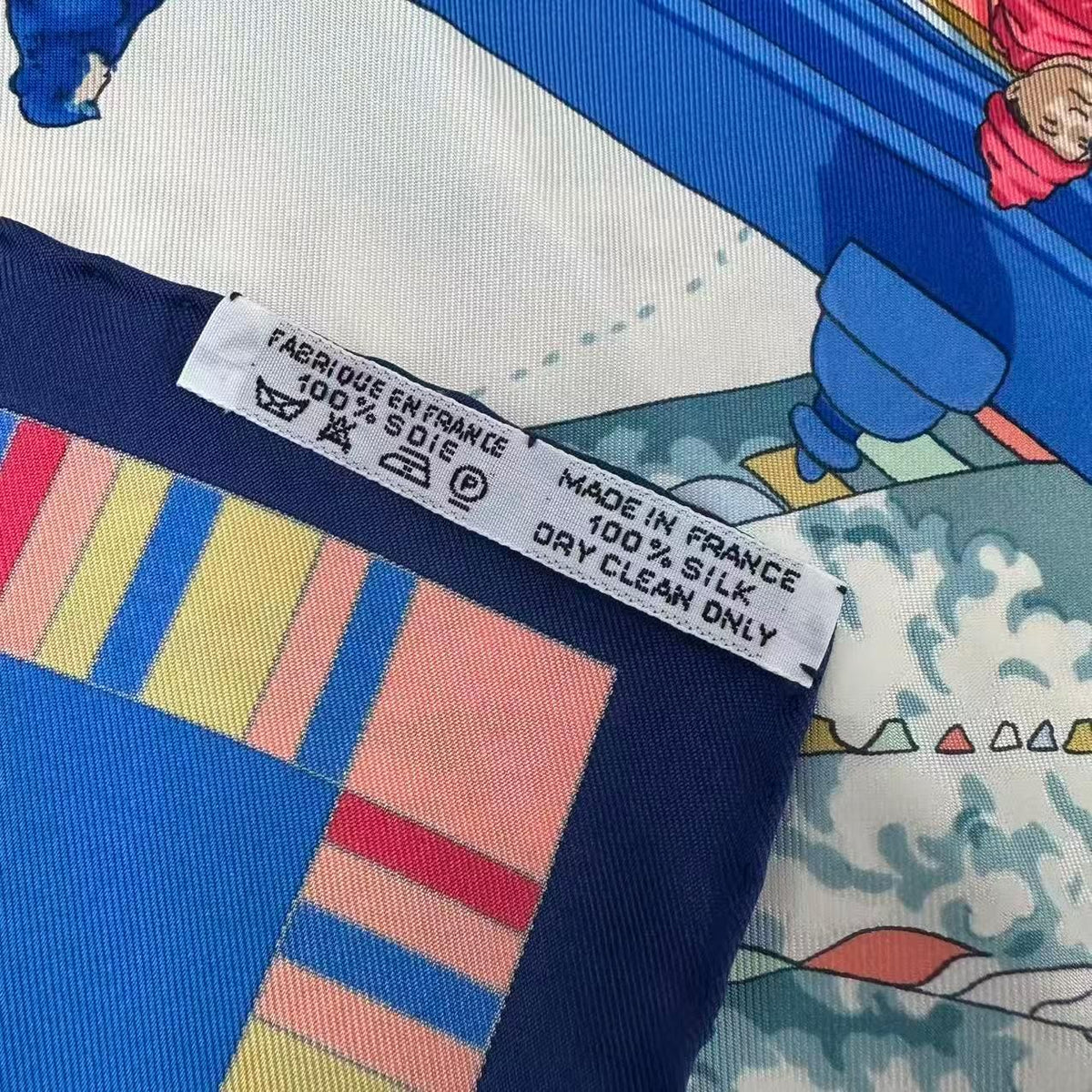 Hermes Carre 90 Scarf Silk Prieres AU Vent Prayer in the Wind Blue — view 7