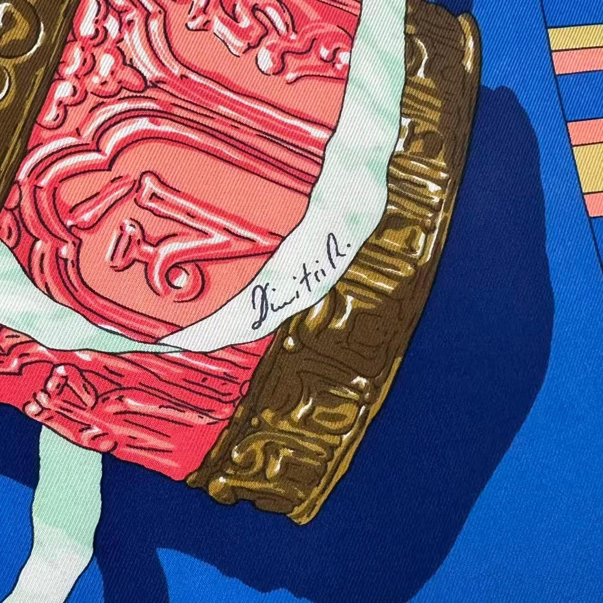 Hermes Carre 90 Scarf Silk Prieres AU Vent Prayer in the Wind Blue — view 6