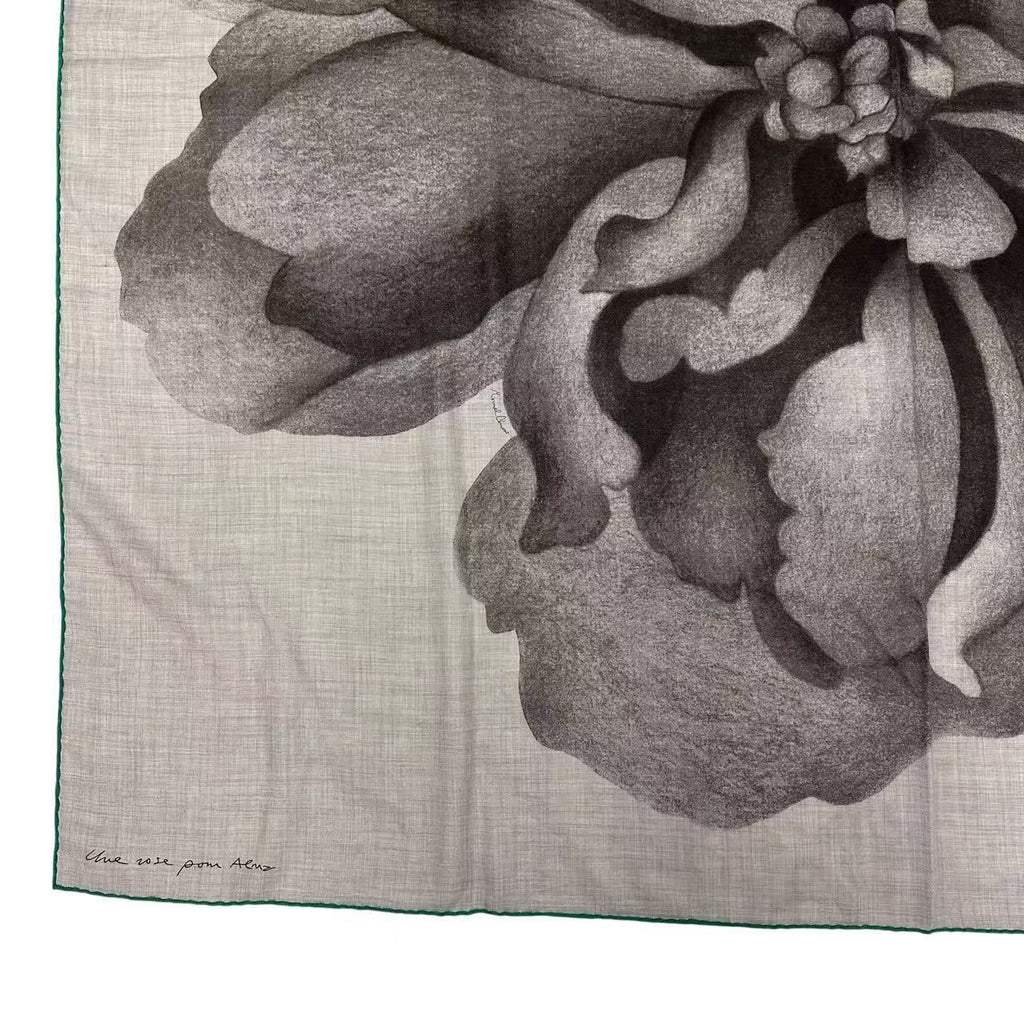 Hermes Scarf Cashmere Carre 140 Rose of Alma Une Pour Gray — view 4