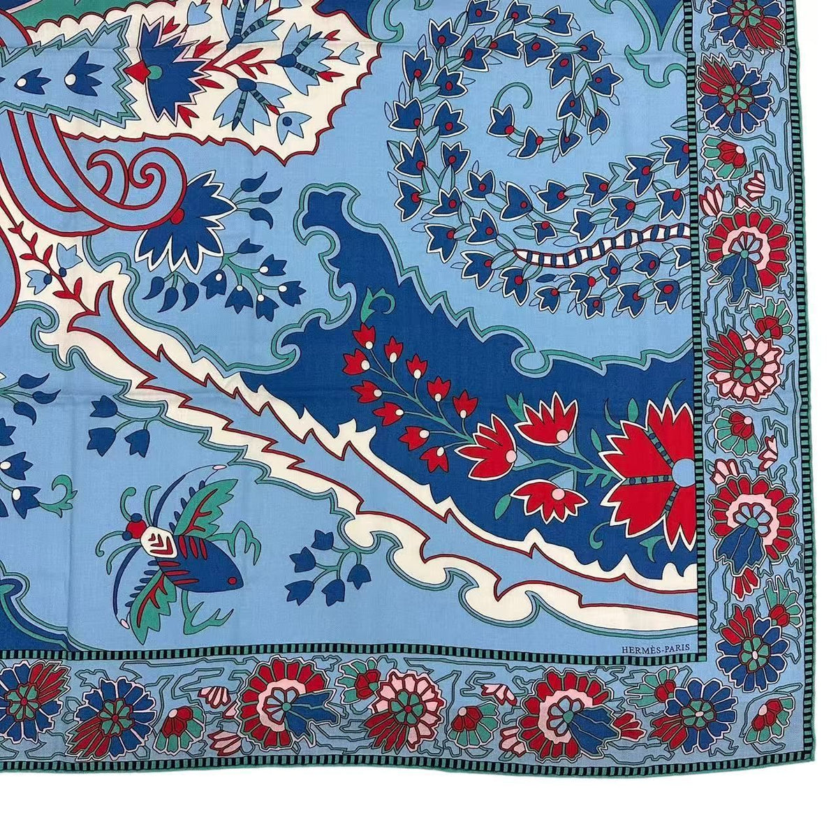 Hermes Scarf Cashmere Carre 140 Paisley From Blue — view 5