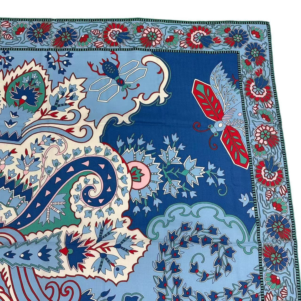Hermes Scarf Cashmere Carre 140 Paisley From Blue — view 3