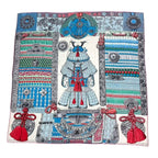 Hermes Carre 140 Scarf Cashmere Large Parures de Samourais Samurai Armor Blue — view 2