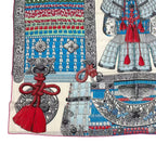 Hermes Carre 140 Scarf Cashmere Large Parures de Samourais Samurai Armor Blue — view 5
