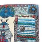 Hermes Carre 140 Scarf Cashmere Large Parures de Samourais Samurai Armor Blue — view 4