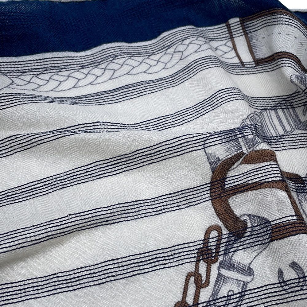 Hermes Shawl Carre 140 Geant les Chevaux Dechaines Transat Cashmere Silk Scarf — view 3