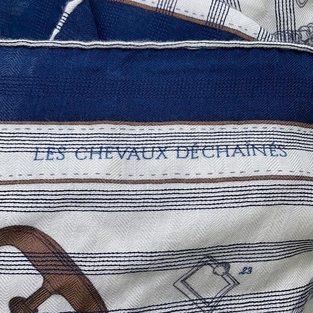 Hermes Shawl Carre 140 Geant les Chevaux Dechaines Transat Cashmere Silk Scarf — view 4