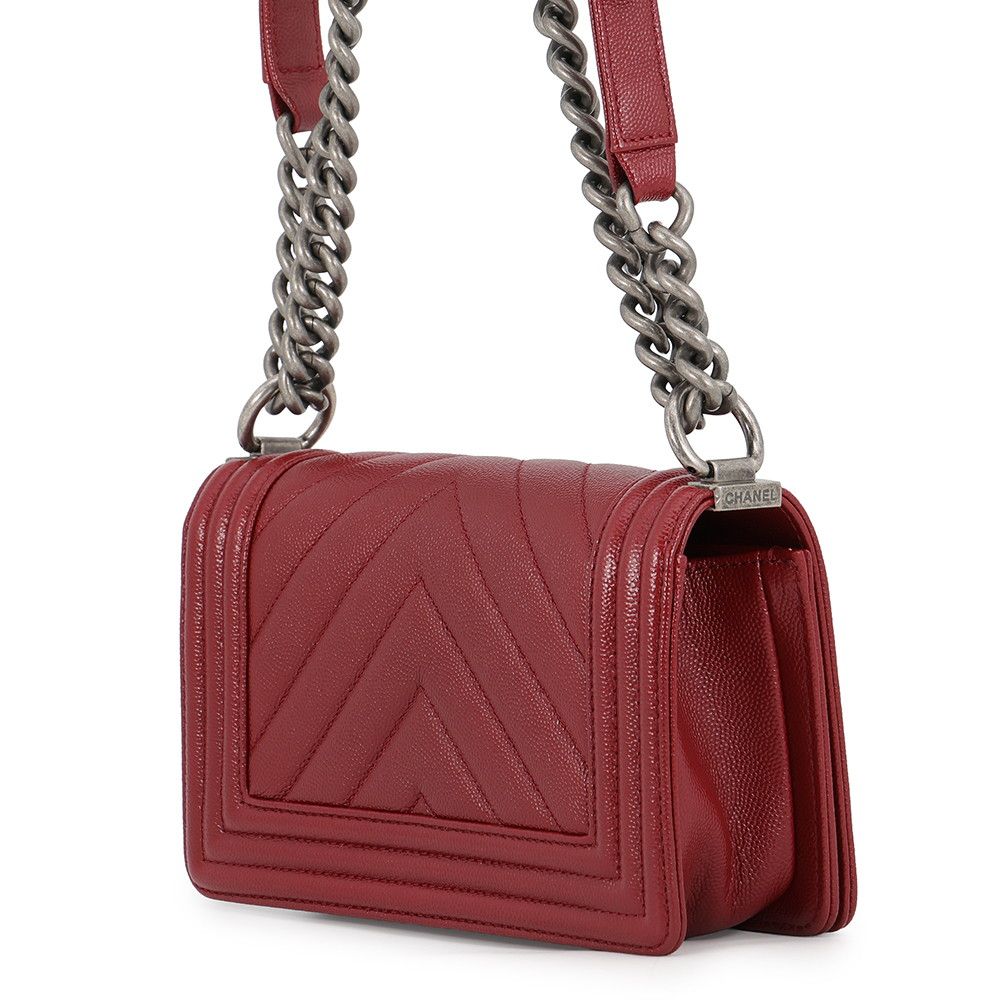 Chanel Chain Shoulder Bag Boy Small CC Logo Caviar Leather — view 2