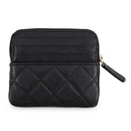 Chanel Coin Purse Quilted CC Logo Coral Red Caviar Leather Wallet Black — view 3