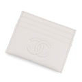 Chanel Card Case 24/ Metiers D'art Collection CC Logo Caviar Leather White