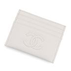 Chanel Card Case 24/ Metiers D'art Collection CC Logo Caviar Leather White