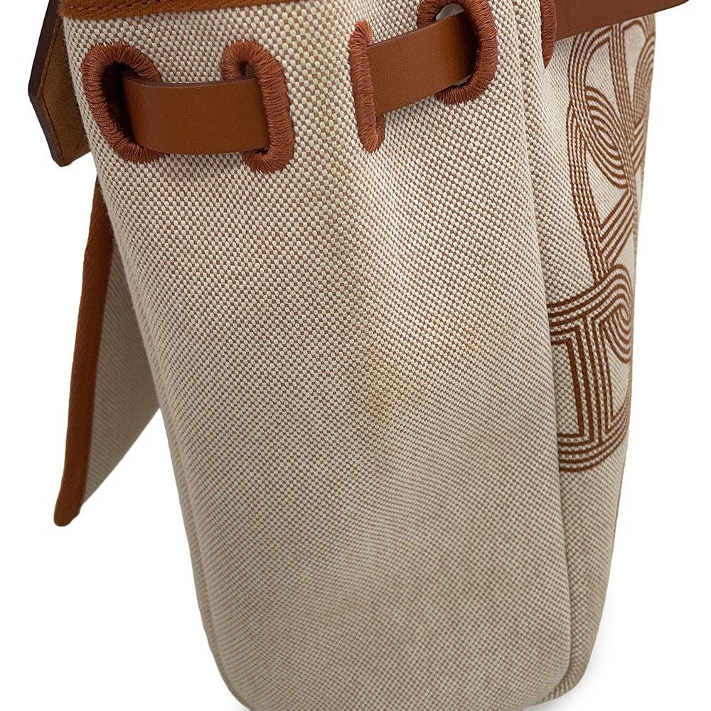 Hermes Herbag Zip PM Retourne Fauve Ecru Beige Gold Toile H Vache Hunter Handbag — view 7