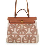 Hermes Herbag Zip PM Retourne Fauve Ecru Beige Gold Toile H Vache Hunter Handbag