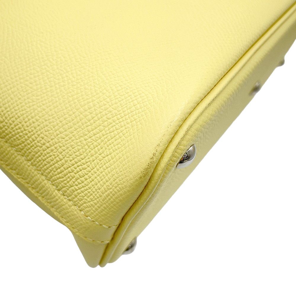 Hermes Handbag Bolide 27 Jaune Poussin Silver Epsom 2-Way — view 7