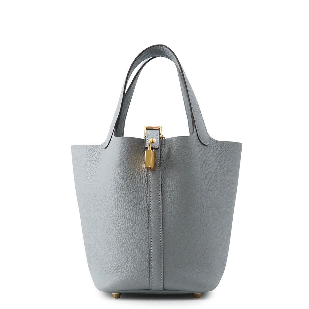 Hermes Handbag Picotin Lock PM Gray Pantin Gold Taurillon Clemence Tote