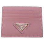 Prada Saffiano Triang Triangle Logo Leather Card Case Pink
