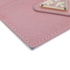Prada Saffiano Triang Triangle Logo Leather Card Case Pink — view 5