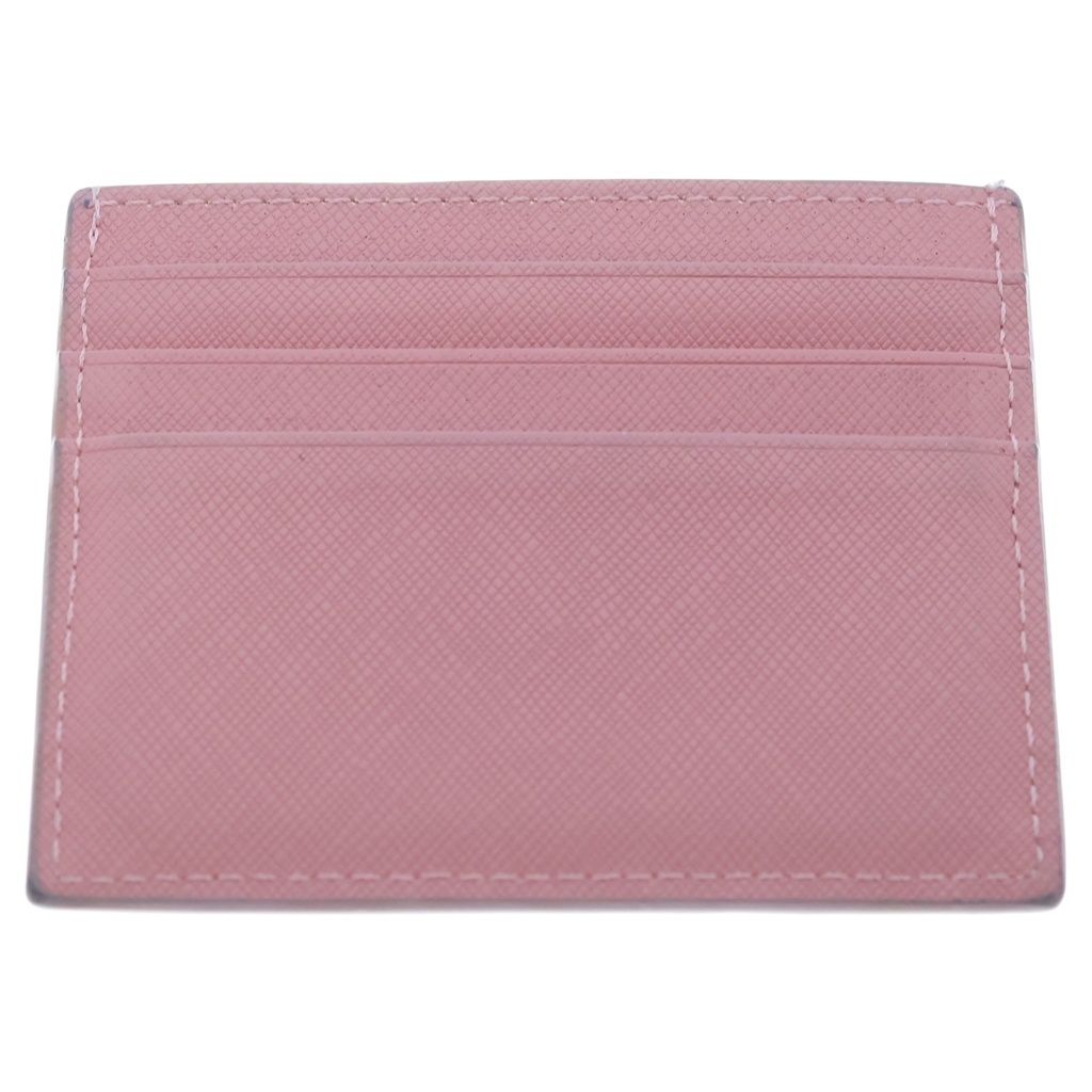 Prada Saffiano Triang Triangle Logo Leather Card Case Pink — view 2