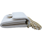 Chanel Quilted Mini Chain Wallet White Caviar Leather Gold Shoulder Bag — view 4
