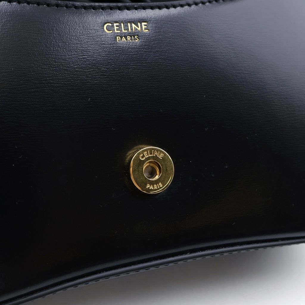 Celine Teenage Laura 2-Way Mini Shoulder Bag Black Leather Gold — view 7