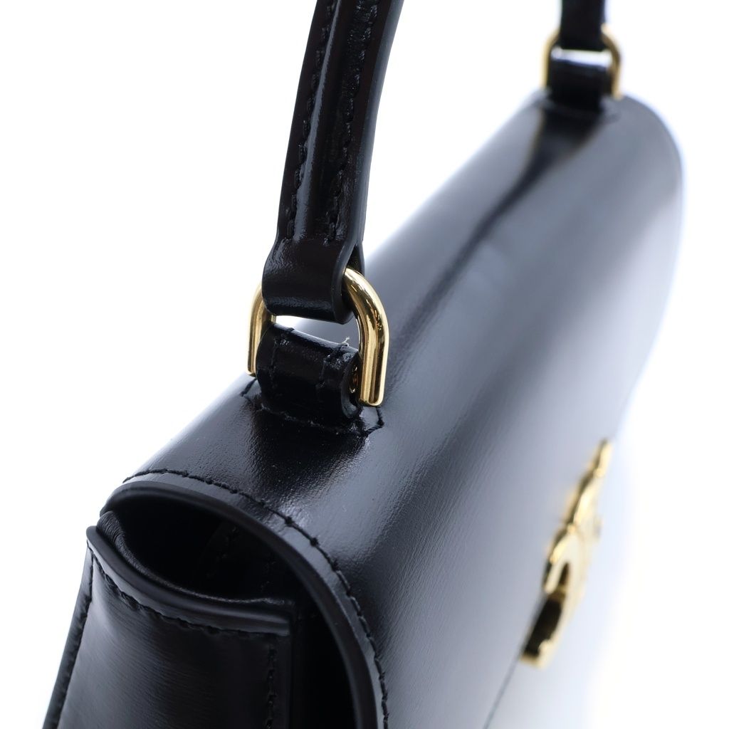 Celine Teenage Laura 2-Way Mini Shoulder Bag Black Leather Gold — view 6