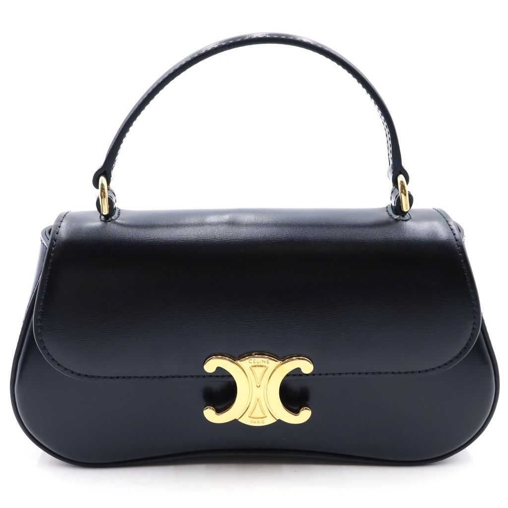 Celine Teenage Laura 2-Way Mini Shoulder Bag Black Leather Gold
