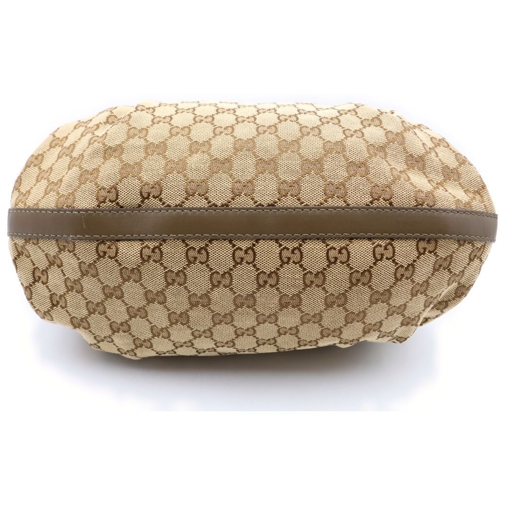 Gucci GG Canvas Scarlet Tote Bag Brown Beige Leather Gold — view 4