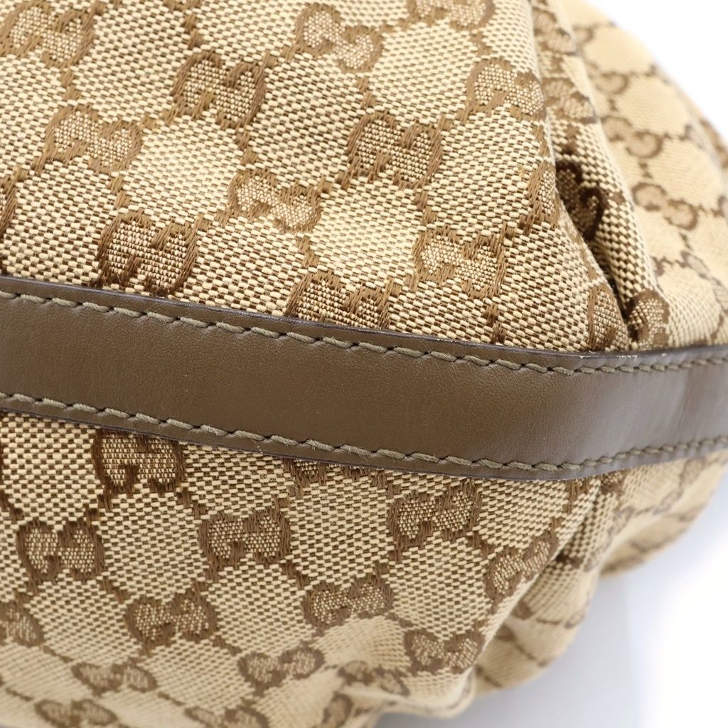 Gucci GG Canvas Scarlet Tote Bag Brown Beige Leather Gold — view 5
