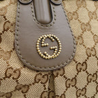 Gucci GG Canvas Scarlet Tote Bag Brown Beige Leather Gold — view 6