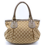 Gucci GG Canvas Scarlet Tote Bag Brown Beige Leather Gold — view 2