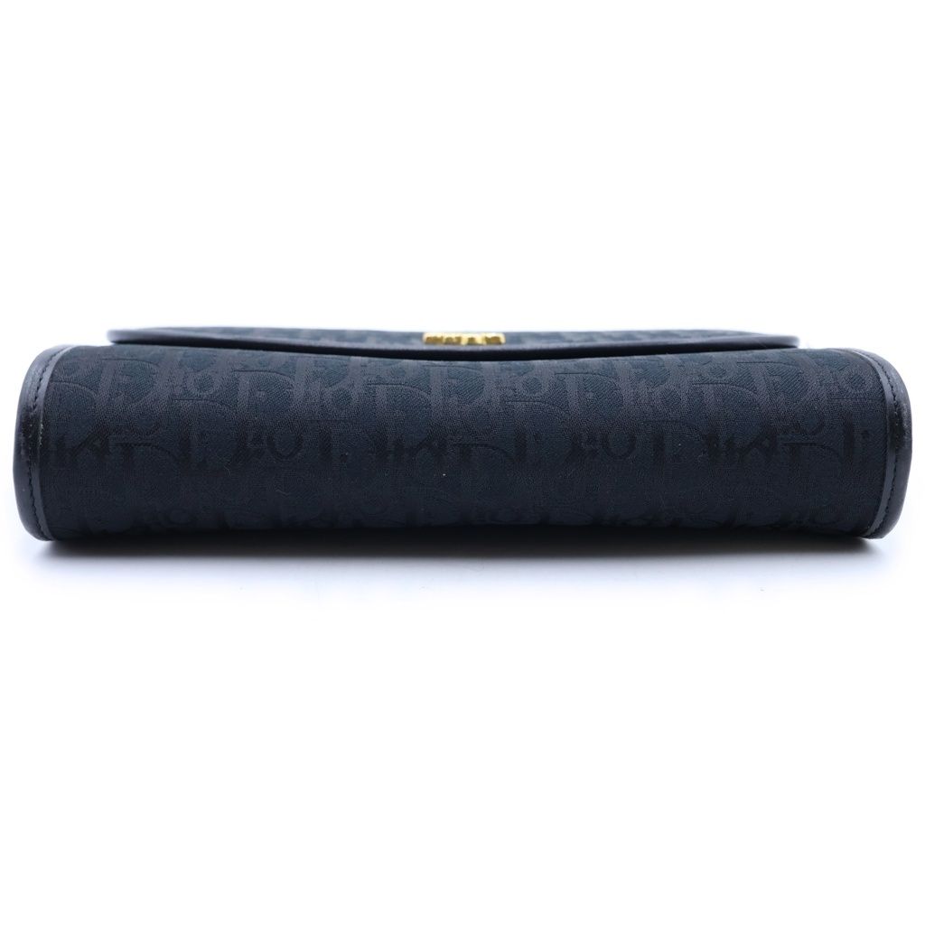 Dior Vintage Trotter Chain Shoulder Bag Black Canvas Leather Gold — view 4