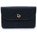 Dior Vintage Trotter Chain Shoulder Bag Black Canvas Leather Gold