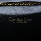 Dior Vintage Trotter Chain Shoulder Bag Black Canvas Leather Gold — view 7