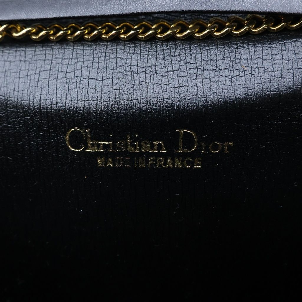 Dior Vintage Trotter Chain Shoulder Bag Black Canvas Leather Gold — view 7